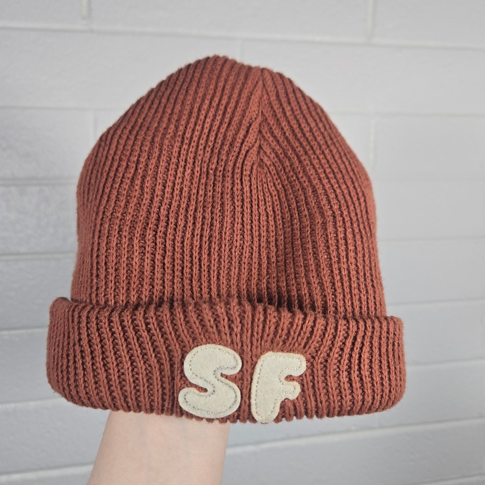 Weld Mfg SF Beanie Hat Unisex OS Rust Hemp Organic Cotton Ribbed‎ Knit Hippie SF